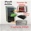 aleshop82 Kit fotovoltaico inverter 6000w pannello energia solare Batteria accumulo 200ah