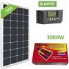 gamistar KIT Pannello Solare Monocristallino Fotovoltaico 150W INVERTER 3000W REGOLATORE