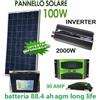 haze KIT FOTOVOLTAICO 1KW GIORNALIERO INVERTER 2000W PANNELLO ENERGIA SOLARE BATTERIA