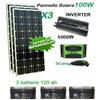 jarrett KIT FOTOVOLTAICO 3KW GIORNALIERO INVERTER 5000W PANNELLO ENERGIA batteria 120 ah