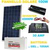 HALOSHOP KIT FOTOVOLTAICO 1KW GIORNALIERO INVERTER 4000W PANNELLO SOLARE BATTERIA GEL 100