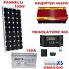 JARRETT KIT FOTOVOLTAICO 1KW GIORNALIERO BATTERIA 12VL CAMPER BARCHE PANNELLO 100 watt