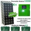 KIT FOTOVOLTAICO GIORNALIERO INVERTER 1000W onda pura PANNELLO batteria 100