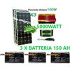 jarrett KIT FOTOVOLTAICO 3KW GIORNALIERO INVERTER 5000W PANNELLO ENERGIA batteria 120 ah