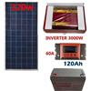 HALOSHOP KIT FOTOVOLTAICO 1/2/3kw PANNELLO 320W BATTERIA120AH INVERTER 3000W REGOLATORE