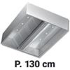 Cappa Aspirante Centrale Professionale Cubica, Profondità 130 cm, AISI 304 18/10, con Motore e Faretti - Cappa Aspirazione Centrale Serie Cubica P 130 L 260, con Motore e Faretti