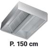 Cappa Aspirante Centrale Professionale Cubica, Profondità 150 cm, AISI 304 18/10, con Motore - Cappa Aspirazione Centrale Serie Cubica P 150 L 240, con Motore