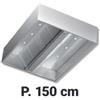 Cappa Aspirante Centrale Professionale Cubica, Profondità 150 cm, AISI 304 18/10, con Motore e Faretti - Cappa Aspirazione Centrale Serie Cubica P 150 L 280, con Motore e Faretti