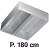 Cappa Aspirante Centrale Professionale Cubica, Profondità 180 cm, AISI 304 18/10, Senza Motore - Cappa Aspirazione Centrale Serie Cubica P 180 L 260, Senza Motore
