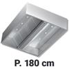 Cappa Aspirante Centrale Professionale Cubica, Profondità 180 cm, AISI 304 18/10, Senza Motore, con Faretti - Cappa Aspirazione Centrale Serie Cubica P 180 L 160, Senza Motore, con Faretti
