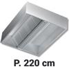 Cappa Aspirante Centrale Professionale Cubica, Profondità 220 cm, AISI 304 18/10, Senza Motore - Cappa Aspirazione Centrale Serie Cubica P 220 L 260, Senza Motore