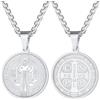 FaithHeart Collana Uomo Ciondolo San Benedetto in Rilievo Collana Amuleto Cattolico 45+5cm Regolabile Impermeabile e Anallergico