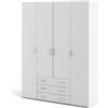 ARMADIO SPACE CON 4 ANTE 3 CASSETTI, BIANCO, 154X49,5X200,4 CM