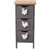 Rebecca Mobili Comodino grigio, cassettiera montata, 3 cassetti, stile shabby, per camera bagno, legno di paulownia - Misure: 56 x 25 x 25 cm (HxLxP) - Art. RE4559