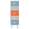 Rebecca Mobili Settimino 5 Cassetti, Cassettiera Montata, Bianco Grigio Azzurro Arancione, Moderno, Mdf Legno Tessuto, Per Camera Ingresso - Misure 88 x 25 x 25 cm (HxLxP) - Art. RE6670