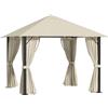 Outsunny Gazebo da Giardino in Alluminio e Acciaio Gazebo 3x3m con Zanzariera e 4 Tende in Poliestere, per Cortile e Terrazzo, Khaki|Aosom