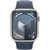 Apple Watch Series 9 GPS 45mm Silver Aluminum Case Sport Band S/M - Storm Blue E