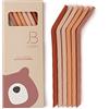 Isandbox J.Børn - 6 cannucce riutilizzabili in silicone con 1 spazzola per la pulizia, cannucce da 21 cm di lunghezza e 5,5 mm di larghezza, cannucce in silicone alimentare di alta qualità, cannucce morbide e