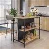 DEGHI Isola cucina 100x60 cm top e ripiani effetto rovere quercia e struttura in metallo nero - Damaris