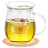 QHYK Tazza da tè in vetro da 500 ml, Tazza da tè con filtro e coperchio, tazza da tè in borosilicato adatta per tè nero, bevande, caffè freddo, bustine di tè