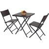 BAKAJI Set Tavolo + 2 Sedie Pieghevole Arredo Esterno Giardino in Polyrattan Antracite