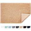 JARITTO Tappetino da Bagno Antiscivolo Tappetini per il Bagno Vasca Doccia WC Tappeto da Terra in Microfibra Ciniglia Assorbente Lavabile in Lavatrice Morbido 50 x 80 cm (Beige)