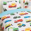 Price Right Home, set copripiumino e federa per ragazzi, motivo con camion e mezzi di trasporto