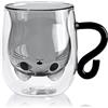 JJQHYC Tazza Gatto Doppia Parete Vetro Tazza da Caffè, Regalo Gatto per Donna, Carino Gatto Tazza con Manico, Tazze da The, Regali per Compleanno Natale