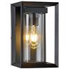 wonderlamp - Lampada da parete esterna Road, 1xE27, max. 60 W, IP 23, applique da parete vintage, rettangolare con vetro, nero