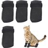 Bekecidi 4 Pezzi Stivali per Gatti AntiGraffio, Copri Artigli per Gatti Regolabili Calzini per Gatti Scarpe per Cani Guanti per Gatti in Rete per Tagliare Le Unghie Animali Domestici Bagnetto (Nero)