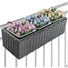 BAKAJI Fioriera Vaso da Giardino Esterno Balcone in Rattan Marrone 3 Scomparti Plastica