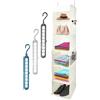 Prismian Organizer Armadio, Organizzatore Armadio Salvaspazio - 6 Ripiani Per Armadio Interno, Porta Borse Da Armadio Pieghevole, Portaoggetti Da Appendere con 4 Tasche Laterali, 2 Ganci, 3 Grucce