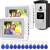 uoweky OBO HANDS 2 Monitor Casa Videocitofono Videocitofono Kit di Controllo Accessi Telecamera RFID 7 '' Schermi a Colori TFT Supporto Sblocco EM + 10pcs ID Blue Keyfob
