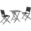 MCC Trading International GmbH METRO Professional Set di tavolo e sedie per esterni Santorine, 3 pezzi, textilene / acciaio / vetro, pieghevole, nero