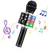 MOOKLIN ROAM Microfono Karaoke, 4 in 1 Wireless Bluetooth Microfono Portatile, Festa a Casa LED Flash Karaoke Player con Altoparlante per Android/iOS, PC e Smartphone (Nero)