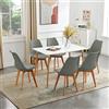 LafeuR Set da pranzo con 6 sedie, set da cucina, rettangolare, per 6 persone, per soggiorno, cucina, ufficio (tavolo bianco+6 sedie grigie)