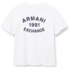 Armani Exchange T-Shirt Aderente in Jersey di Cotone con Logo 1991, Bianco, M Donna
