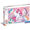 Clementoni- Supercolor Jolly Unicorns-24 Maxi Pezzi Bambini 3 Anni, Puzzle Unicorni, Illustrazione, Made in Italy, Multicolore, 28525
