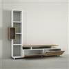LBSIGN Parete Attrezzata Soggiorno 160x167x30 Kit Mobile Porta TV E Libreria Rovere E Bianco Tulip
