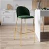 DEGHI Sgabello in velluto verde scuro con gambe e poggiapiedi in metallo finitura oro - Zilla