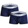 Ouruikia Boxer Uomo Separato Pouch Modal Traspirante Boxer Slip Mutande Intimo Apertura Laterale, Blu (Pacco da 2), M