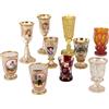 Set Dieci Bicchieri Antichi '800 Vetro molato Decori Oro Policromi