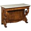 Consolle Antica Intarsiata Carlo X Italia '800 Legno Noce Marmo bianco