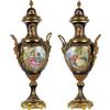 Vasi Antichi Porcellana Sèvres Francia Ceramica colorata Bronzo dorato