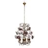 Lampadario Antico 6 Luci Italia '900 Metallo Vetro Decori floreali