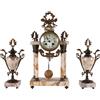 Trittico Antico Orologio Candelabri '800 Marmo Bronzo dorato Vetro