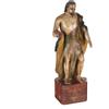 Statua Lignea Antica '700-'800 Legno di Mogano Intagliato Laccato