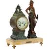 Orologio Antico da Appoggio con Statua Fine 800 Antimonio Marmo Bronzo