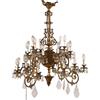 Lampadario Neogotico a 24 Luci in Bronzo Dorato e Cristallo '800