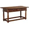 Tavolo Antico Inizio '700 Legno di Castagno Gambe Tornite Cassetti